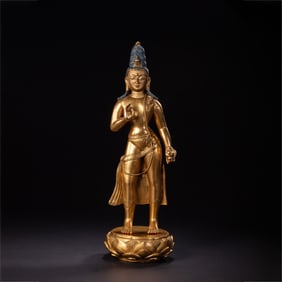 gilt Bronze Mongolian Buddha Standing Statue, Ming Dynasty, China