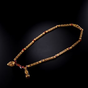 Agate Gold-coated Necklace, Liao Dynasty, China