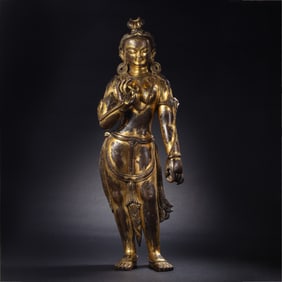 Chinese 15th century gilt bronze Buddha statue