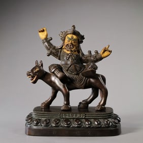 chinese Qing Dynasty Qianlong Period Partial Gilded Copper Six-Rank Buddha Statue