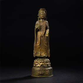 Chinese Northern Wei Dynasty gilt Bronze Buddha standing statue