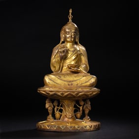 Chinese Ming Dynasty gilt Bronze Padmasambhava seated statue