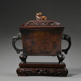 Chinese Ming Dynasty Xuande period double-eared copper furnace