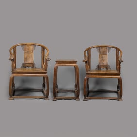 A group of Chinese Qing Dynasty Huanghuali wood armchairs