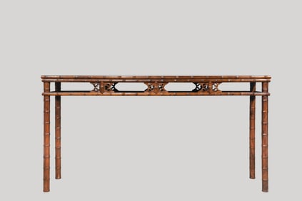 Chinese Qing Dynasty mahogany bamboo long table