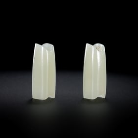 A pair of Chinese Qing Dynasty Hetian white jade bridles