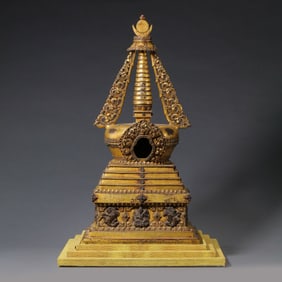 gilt bronze pagodas, Qing Dynasty, China