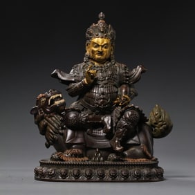 Partially gilt-bronze God of Wealth statue, Qing Dynasty, China