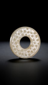 1ST-3RD CENTURY, CHINESE HAN DYNASTY, JADE BI WITH CLOUD PATTERN