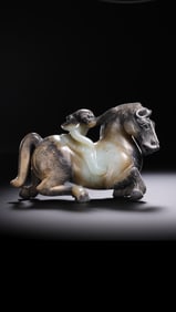 1-3 CENTURY, CHINESE HAN DYNASTY JADE HORSEMAN
