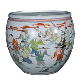 18TH CENTURY, CHINA QING DYNASTY FIGURE STORY PATTERN JAR