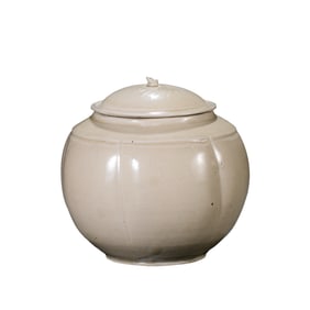 10-12TH CENTURY, CHINA NORTHERN SONG DYNASTY DING KILN WHITE PORCELAIN MELON-SHAPED LIDDED JAR