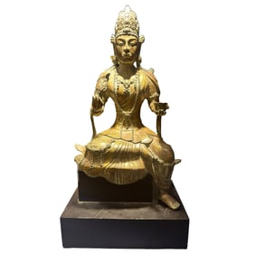 DALI KINGDOM 10TH CENTURY, CHINA NATIONAL BRONZE GILT BUDDHA SEATED FIGURE