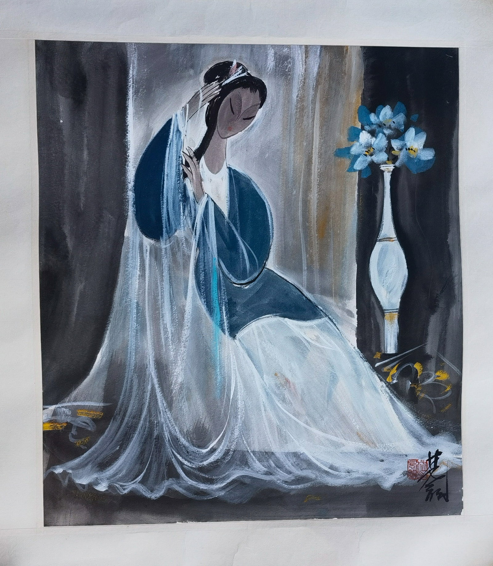 CHARACTERS BY LIN FENGMIAN: CHARACTERS BY LIN FENGMIAN; L. 47 cm. W. 42 cm.