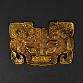 1ST-3RD CENTURY, PURE GOLD ANIMAL FACE FROM CHINA
