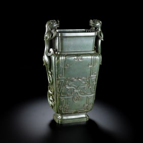 18TH CENTURY, CHINA, QING DYNASTY, HOTAN JASPER DOUBLE DRAGON BOTTLE