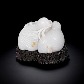 18TH CENTURY, CHINA QING DYNASTY HOTAN WHITE JADE QUAIL