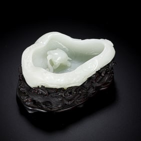 18TH CENTURY, CHINA QING DYNASTY HOTAN WHITE JADE WASHBASIN