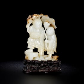 18TH CENTURY, CHINA CHINESE QING DYNASTY HETIAN JADE BOY ORNAMENTS