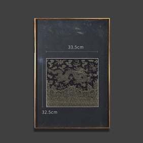 A textile cutting from Tongzhi-period imperial attire, woven in black-ground polychrome brocade with