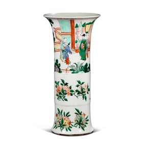 17A COLORFUL VASE WITH STORY-TELLING PATTERNS, KANGXI PERIOD, QING DYNASTY
