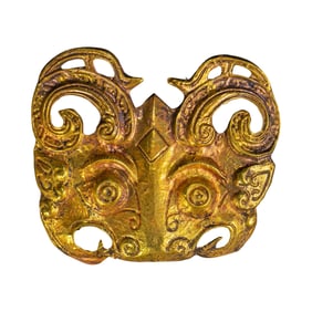 1-3A PURE GOLD ORNAMENT WITH ANIMAL FACES FROM THE HAN DYNASTY, CHINA