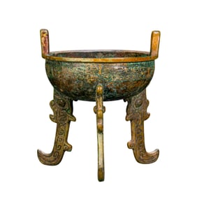 B.C.17CENTURY—B.C.11BRONZE TRIPOD CENSER FROM THE SHANG AND ZHOU DYNASTIES, CHINA