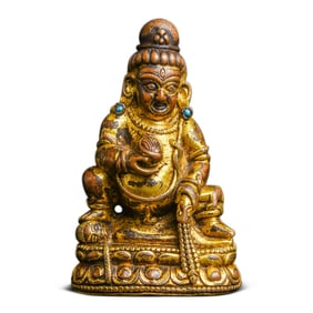 13-14CHINESE GILDED BRONZE STATUE OF THE GOD OF WEALTH, YUAN DYNASTY, 16TH CENTURY