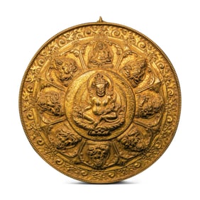 18CENTURY, CHINA QING DYNASTY GILDED BRONZE MANDALA YELLOW GOD OF WEALTH