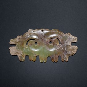 BEFORE THE MING DYNASTY, HONGSHAN CULTURE HOOK-CLOUD JADE PENDANT FROM THE HONGSHAN PERIOD OF CHINA