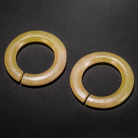 A PAIR OF JADE RINGS FROM THE HONGSHAN CULTURE, HONGSHAN PERIOD, CHINA, BEFORE THE MING DYNASTY