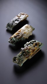 1-3A SET OF SWORD DECORATIONS WITH DRAGON PATTERNS FROM THE HAN DYNASTY, CHINA