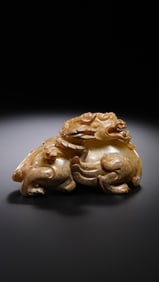 1-3CENTURY, CHINESE HAN DYNASTY JADE AUSPICIOUS BEAST