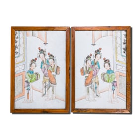 20A PAIR OF PORCELAIN PANEL SCREENS, 18TH CENTURY