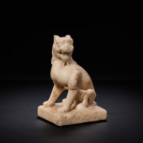 7-10CENTURY, CHINESE TANG DYNASTY WHITE MARBLE LION