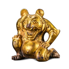 1-3CENTURY, CHINESE HAN DYNASTY GILT BRONZE BEAR
