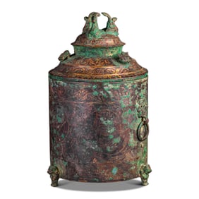 B.C.475-221A CHINESE WARRING STATES PERIOD TRIPOD INLAID WITH GOLD AND SILVER