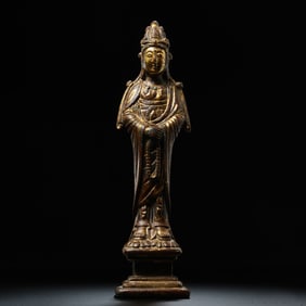 10-12A STANDING GILT-BRONZE BUDDHA STATUE FROM THE LIAO DYNASTY, CHINA