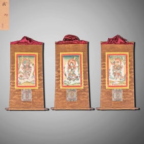 18A SET OF BUDDHIST THANGKAS FROM THE QING DYNASTY, CHINA