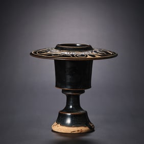 10-12A CHINESE NORTHERN SONG DYNASTY CIZHOU KILN BLACK-GLAZED FLORAL-PATTERNED CENSER.