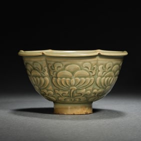 10-12A CELADON FLOWER-PATTERNED BOWL FROM YAOZHOU KILN, NORTHERN SONG DYNASTY, CHINA