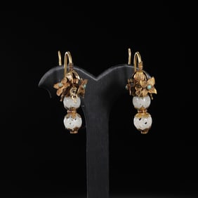 A pair of Hetian jade earrings from the Liao Dynasty, China