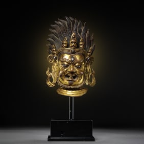 Chinese Ming Dynasty gilt bronze Buddha head