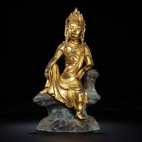 Chinese gilt-bronze seated Buddha