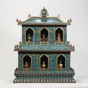 A Chinese cloisonné enamel Buddhist shrine from the Qianlong period of the Qing Dynasty