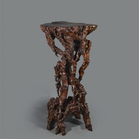 Chinese Qing Dynasty Bamboo Carved Flower Table