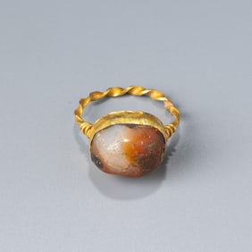 ANCIENT ROMAN GOLD RING WITH CARNELIAN AGATE STONE, 16K