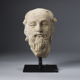 Fine Gandharan Art Schist Stone Head Sculpture of an Elder Ascetic