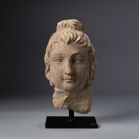 Indo-Greek Gandhara marble head sculpture, Kushan period