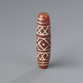 Sino Tibetan Etched carnelian agate bead